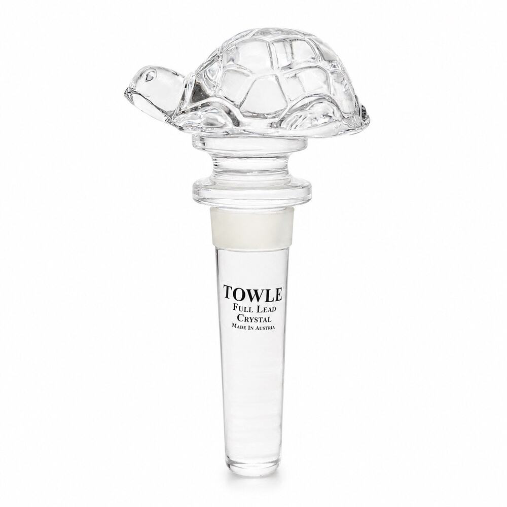 Towle Full Lead Austrian Crystal Turtle Bottle Stopper Wine Decanter Accessory